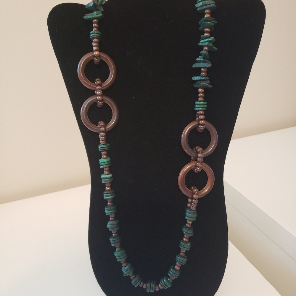 Green and Brown Beaded Necklace